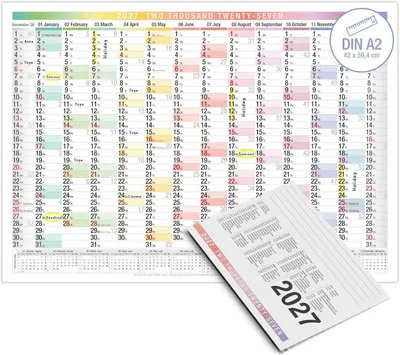 Produktbild von Wandkalender A2 2026, 14 Monate, EU-Version, große Felder, für Büro