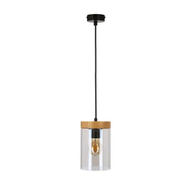 Zdjęcie produktu dla Lampa wisząca dymiony klosz Wels czarna 1xE27x40W szkło wym:100x12x12cm IP20 Candellux