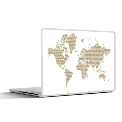 Produktbild von MuchoWow® Laptop Aufkleber Sticker Cover Weltkarte - weiß - Zeitungspapier 36.5x27.5 cm - Laptop-Sticker