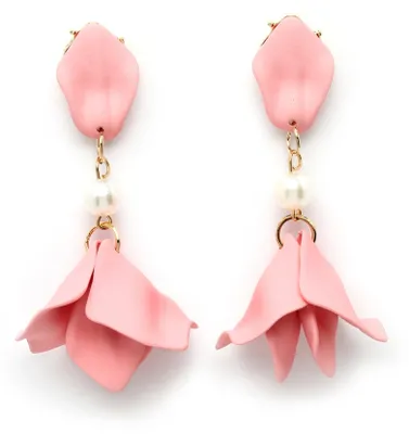 Image de AVANT-GARDE PARIS Boucles d'oreilles pendantes en forme de rose rose