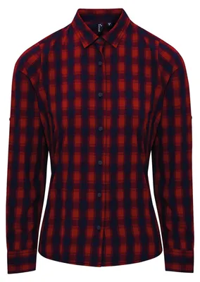 Image de Chemise « Mulligan » pour femmes à manches longues LT2712 (S) (rouge/bleu marine)