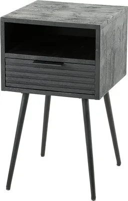 Produktbild von KAWOLA Nachttisch MIENA Beistelltisch Mangoholz schwarz 1 Schublade