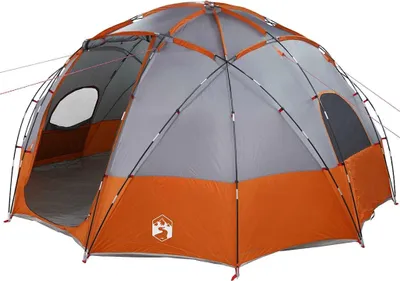 Produktbild von vidaXL Kuppelzelt mit Dach Grau und Orange 475 x 475 x 235 cm Taft