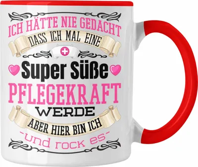 Produktbild von Trendation - Pflegekraft Tasse Geschenk Altenpflegerin Frauen Geschenkidee Pflegekraft Krankenpflegerin (Rot)