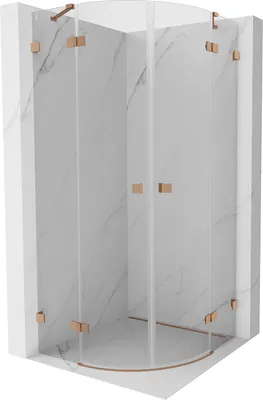 Immagine prodotto di Mexen Lunar cabina doccia semicircolare a battente 100 x 100 cm, trasparente, rame spazzolato - 833-100L-100P-65-00