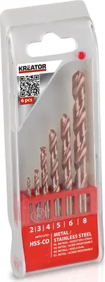 Immagine prodotto di Punte per metallo HSS Cobalto Ø 2/3/4/5/6/8 mm - 6 pezzi