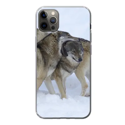 Produktbild von MuchoWow® Handyhülle Schutzhülle Hülle für iPhone 12 Pro Max Wolf - Europa - Schnee Silikon Softcase Handy Hülle - Hartschale