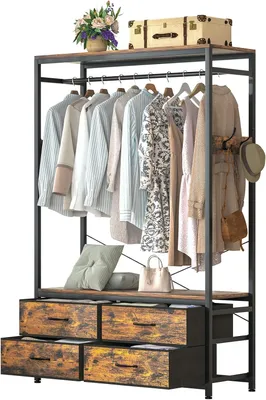 Productafbeelding van Vrijstaand kledingrek zware garderobeorganizer - 4 laden 4 haken