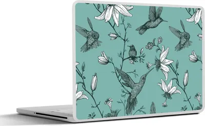 Produktbild von MuchoWow® Laptop Aufkleber Sticker Cover Muster - Vogel - Blume 40x30 cm - Laptop Dekoration - Selbstklebend
