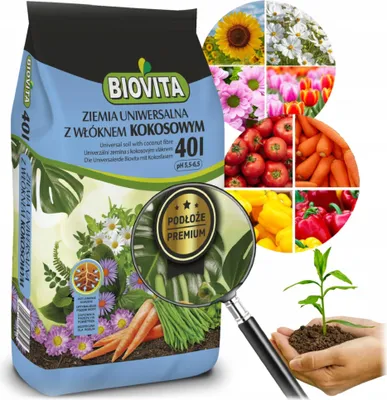 Produktbild von BIOVITA Premium Universal-Erde mit Kokosfaser, 40L  Blumenerde Perfekt für Gemüse & Blumen