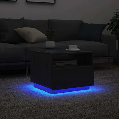 Productafbeelding van Maison Exclusive - Salontafel met LED-verlichting, zwart, eikenlook, 50x49x40 cm