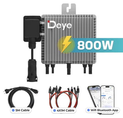 Produktbild von DEYE Mikro-Wechselrichter 800 W SUN-M80G4-EU-Q0 inkl. 5m und 4x1m Kabel für Balkonkraftwerk, wetterfest, Installation, 2 MPPT, WIFI, Micro Inverter