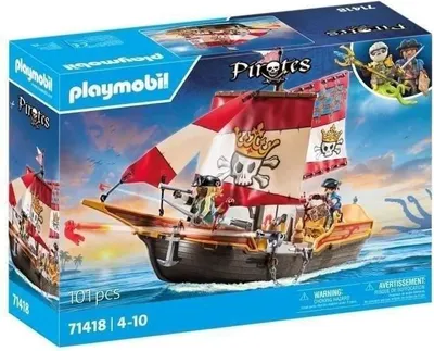 Image de PLAYMOBIL Chaloupe des pirates, Les pirates, Avec personnages, canons, Dès 4 ans