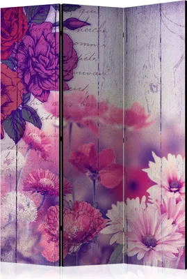 Produktbild von 3-teiliger Doppelseitiger Vlies Paravent - Flowers Memories 135x172 cm Blumen b-C-0497-z-b
