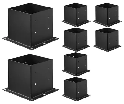Image de VEVOR Supports de poteaux, 8 pièces, dimensions intérieures 92 x 92 mm pour poteaux de 88,9 x 88,9 mm, douille de sol robuste en acier au carbone, idéal pour les balustrades de terrasse de pavillon, plaque de base de terrasse, noir