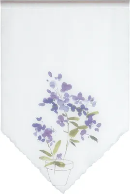 Produktbild von Design Kuvert weiß Blume lila BxH 60x90cm Scheibengardine