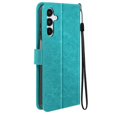 Produktbild von Mayaxess, Samsung Galaxy A15 5G Wallet Case Standfunktion mit Handschlaufe, Türkis