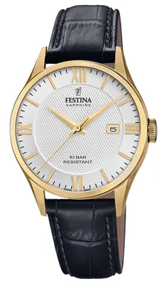 Produktbild von Festina Armbanduhr Classiques Cuir Swiss Made Gold - Black Roman
