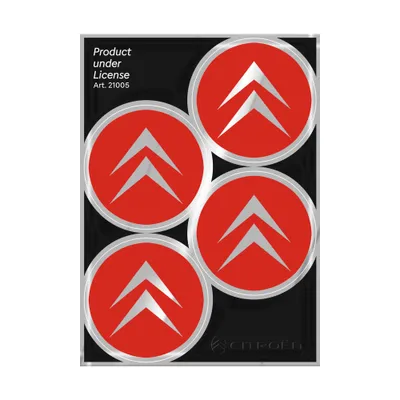 Image de Autocollants pour Citroën Old Official 4 Logos 48 mm, Rouge