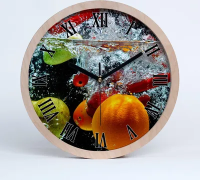 Produktbild von Holzuhr 20fi cm wanduhr - schwarze Spitzen - Früchte unter Wasser