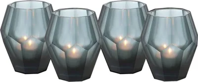Produktbild von Casa Padrino Teelichthalter 4er Set Blau 8,5 x H. 10 cm - Luxus Qualität