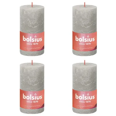 Obrázok produktu pre Bolsius Rustikálne stĺpové sviečky Shine 4 ks 130x68 mm Pieskovo sivá