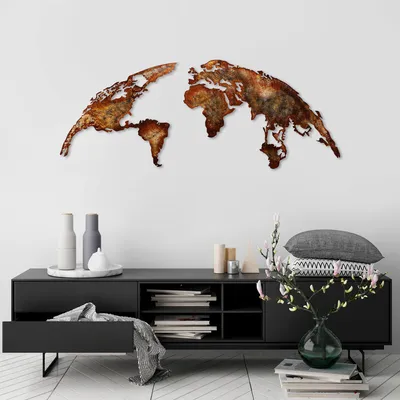Obrázok produktu pre Wallity, Mapa sveta Medium - 1, dekorácia na stenu, pestrofarebná, kov, 150 x 59 cm