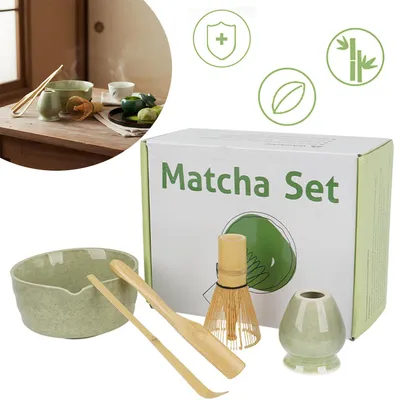 Produktbild von Matcha Set, Bambus Schneebesen, traditionelles Tee-Set für Matcha-Zubereitung