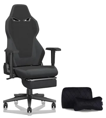 Produktbild von AIORBER Gaming Stuhl mit Fußstütze, ergonomischer Bürostuhl mit Kopfstütze, Lendenstütze, Stoffbezug, 90-155° verstellbar, Dunkelgrau