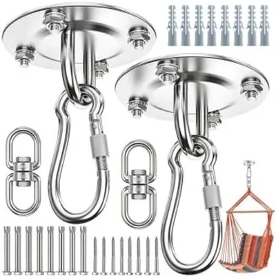 Immagine prodotto di 2 ganci robusti per soffitto, con rotazione a 360°