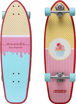 Produktbild von MOVADO Surf Skateboard Longboard Vintage Retro Cruiser High Speed ABEC-11 Kugellager Komplett inkl Schoner | Candy