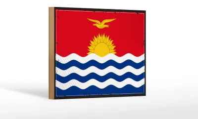 Produktbild von Holzschild Flagge Kiribatis 18x12cm Retro Flag of Kiribati Dekoration