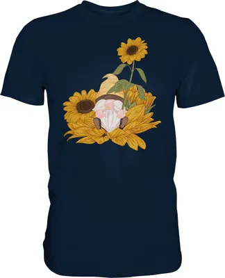 Produktbild von Gartenzwerg Sonnenblumen T-Shirt Garten Motiv Gärtner Geschenk – Navy / 5XL