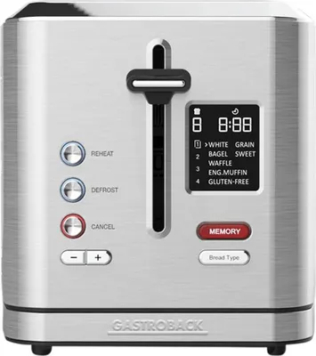 Obrázek produktu pro Gastroback Design Digital 2S, 2 krajíců, Nerezová ocel, Knoflíky, LCD, CE, 950 W