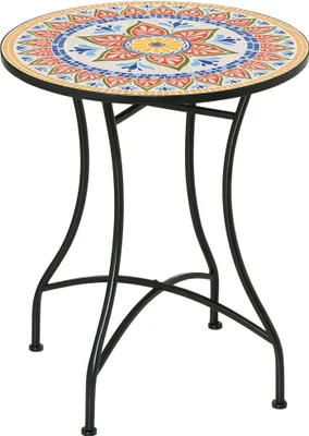 Produktbild von Outsunny Gartentisch Mosaiktisch rund Bistrotisch Beistelltisch Rot Ø60 cm