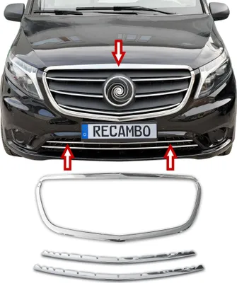 Obrázek produktu pro Chromované lišty mřížky chladiče z nerezové oceli pro Mercedes Vito třídy V | W447 | BJ 2014-2024