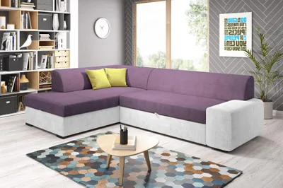 Obrázok produktu pre Rohová sedacia súprava VALTRUDA - fialová / biela / žltá, ľavý roh