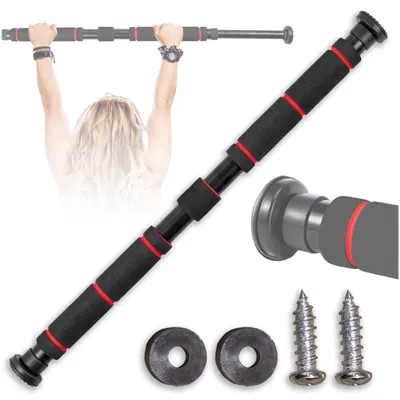Produktbild von KRUMAD Klimmzugstange für Türrahmen, Pull Up Bar, Türreck ohne Bohren, verstellbar 63–99 cm, Trainingsstange für Home Gym & Fitness, KI-generiertes Bild