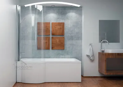 Produktbild von ECOLAM Duschbadewanne Set Badewanne + Glasabtrennung Duschwand Eckbadewanne I-Besco 170x70 LINKS Schürze Ablaufgarnitur Füße Silikon