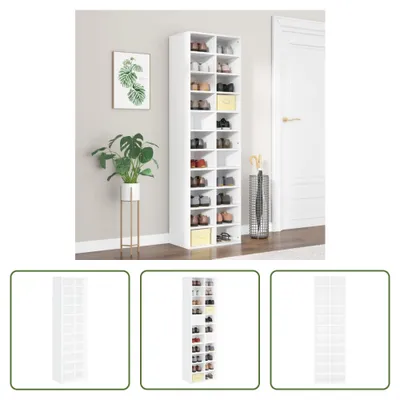 Produktbild von The Living Store Schuhschrank Weiß 54x34x183 cm Holzwerkstoff