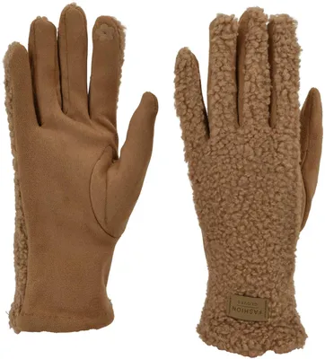 Produktbild von styleBREAKER Damen Touchscreen Handschuhe mit Teddyplüsch | Weiche warme Winter Fingerhandschuhe | Kuscheliger Smartphone Handschuh in vielen Farben