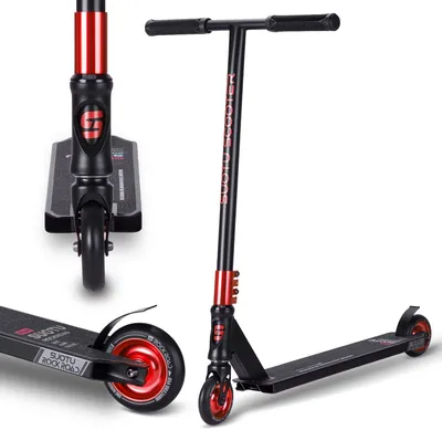 Immagine prodotto di SUOTU Monopattino acrobatico Ultra Pro Nero/Rosso, monopattino acrobatico per bambini dai 6 anni in su e adulti, monopattino freestyle con ruote in PU