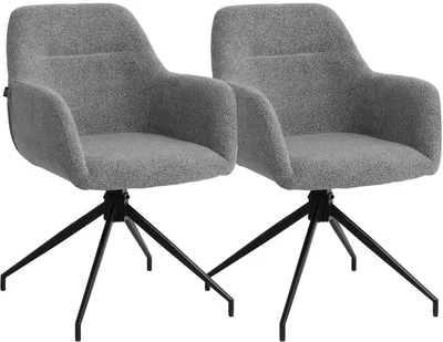 Produktbild von CLP Esszimmerstühle 2er Set drehbar Merlinda mit Teddystoff, 360° schwenkbare Sessel gepolstert, Polsterstühle mit Armlehnen und Rückenlehnen, Farbe: grau