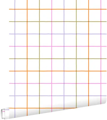 Obrázok produktu pre Tapeta ESTAhome s kockovaným vzorom, fialová, zelená a oranžová, 50 x 900 cm