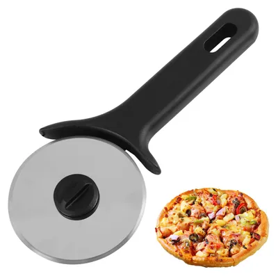 Pizzaschneider aus Edelstahl, Silikongriff, Klingenschutz, spülmaschinengeeignet