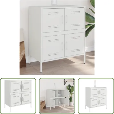Image de The Living Store Buffet blanc 68x39x79 cm acier