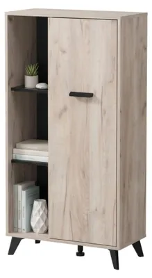 Produktbild von Dmora Vitrine Dolzago 68x33x131h cm Eiche Hellbraun, 4 Böden, 1 Tür