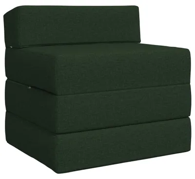 Image de Canapé-lit pliant vidaXL, vert foncé, 200 x 70 x 15 cm, tissu