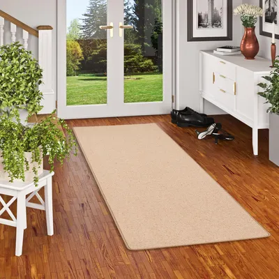 Produktbild von Natur Teppich Läufer Wolle Berber Karamell, Größe:80x400 cm