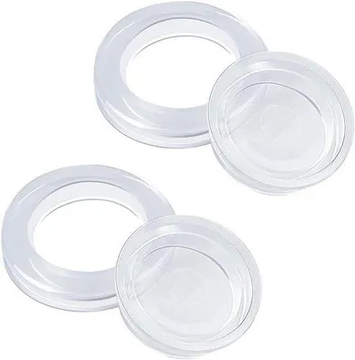 Productafbeelding van Set van twee ringen en siliconen afdekkingen voor parasolvoeten, 4,3 cm. Accessoires voor parasolvoeten, transparante tafelbeschermers voor het strand.